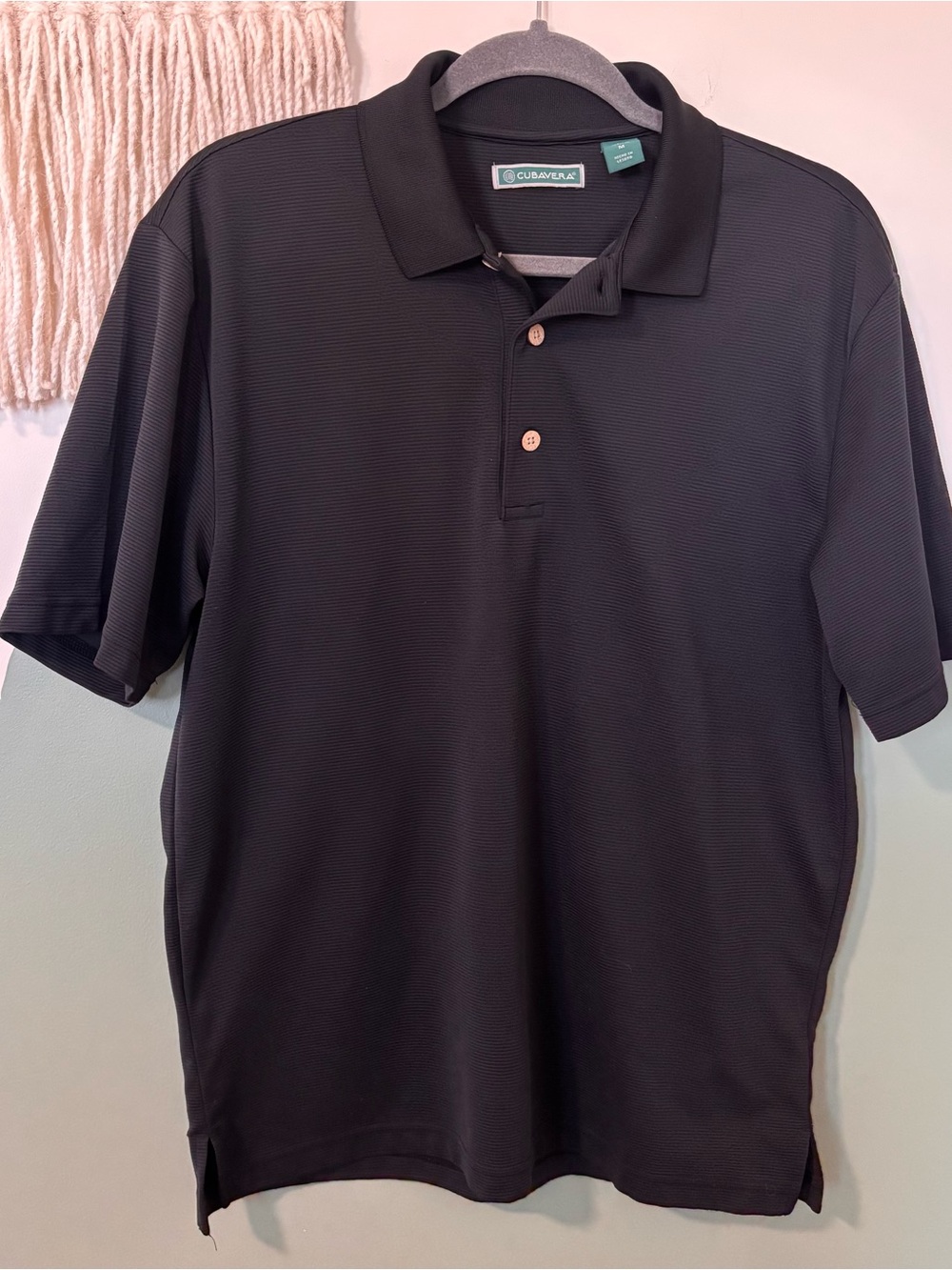Cubavera Men's Black Polo with Button Placket